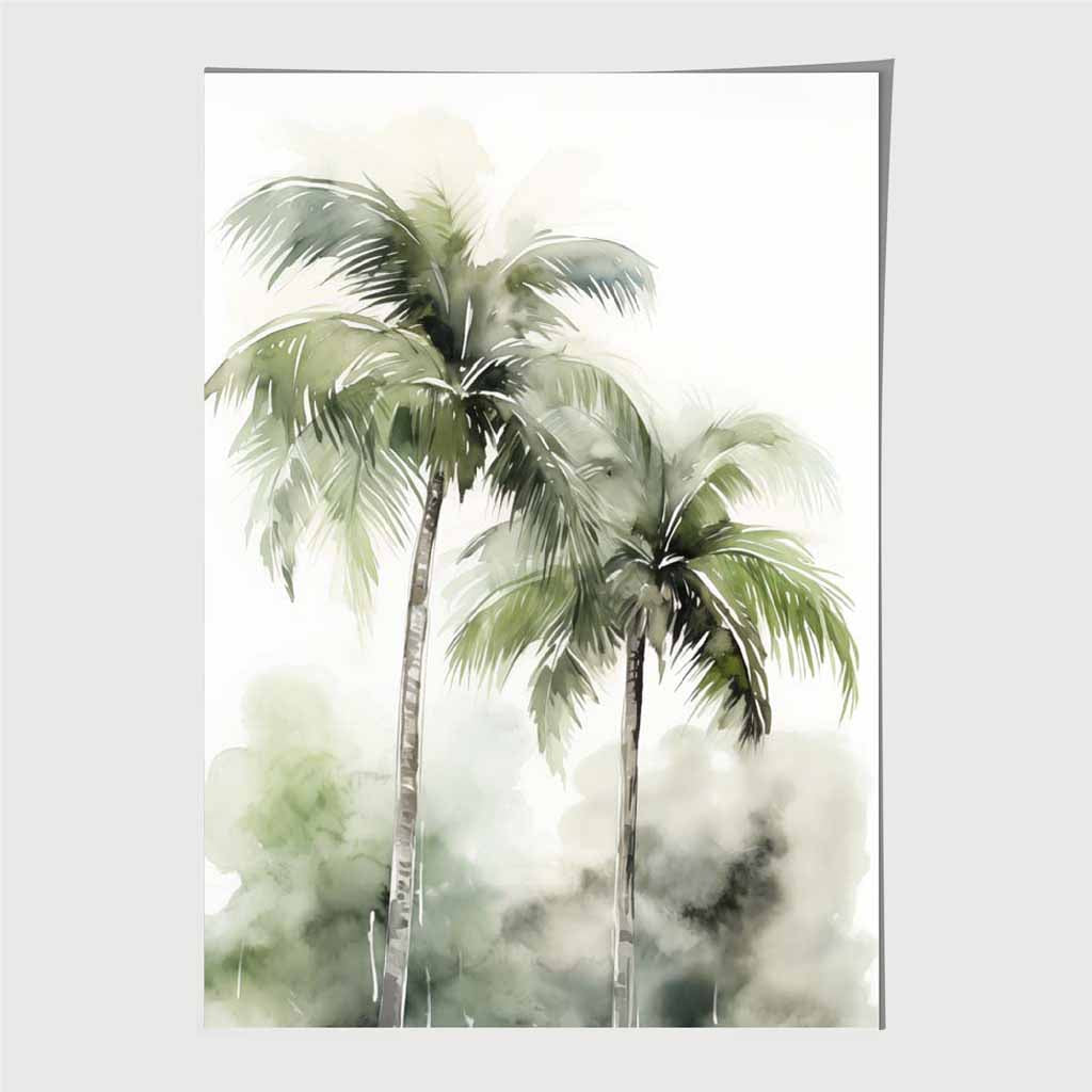 Modern Illustration Green, Palm Trees Art Poster | Wall Art Plaza UK