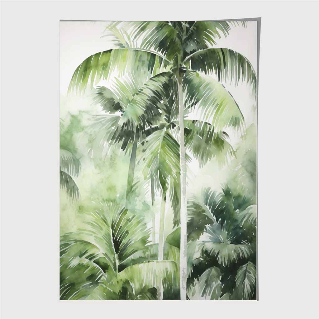 Modern Painted Green, Palms No 1 Art Print | Wall Art Plaza UK