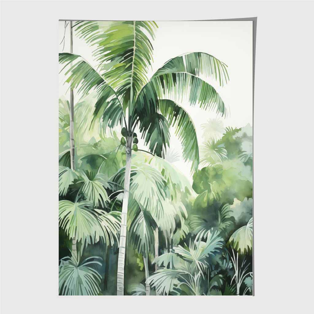 Modern Painted Green, Palms No 2 Art Print | Wall Art Plaza UK