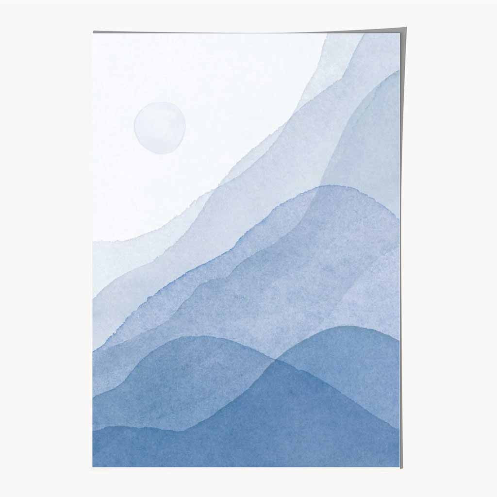 Abstract Painted Blue Mountains No 3 Art Print | Wall Art Plaza