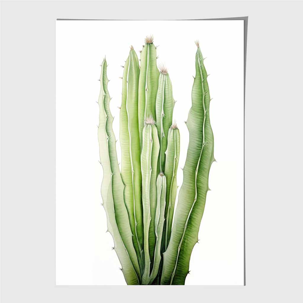 Modern Illustration Green, Cactus No 2 Art Poster | Wall Art Plaza UK
