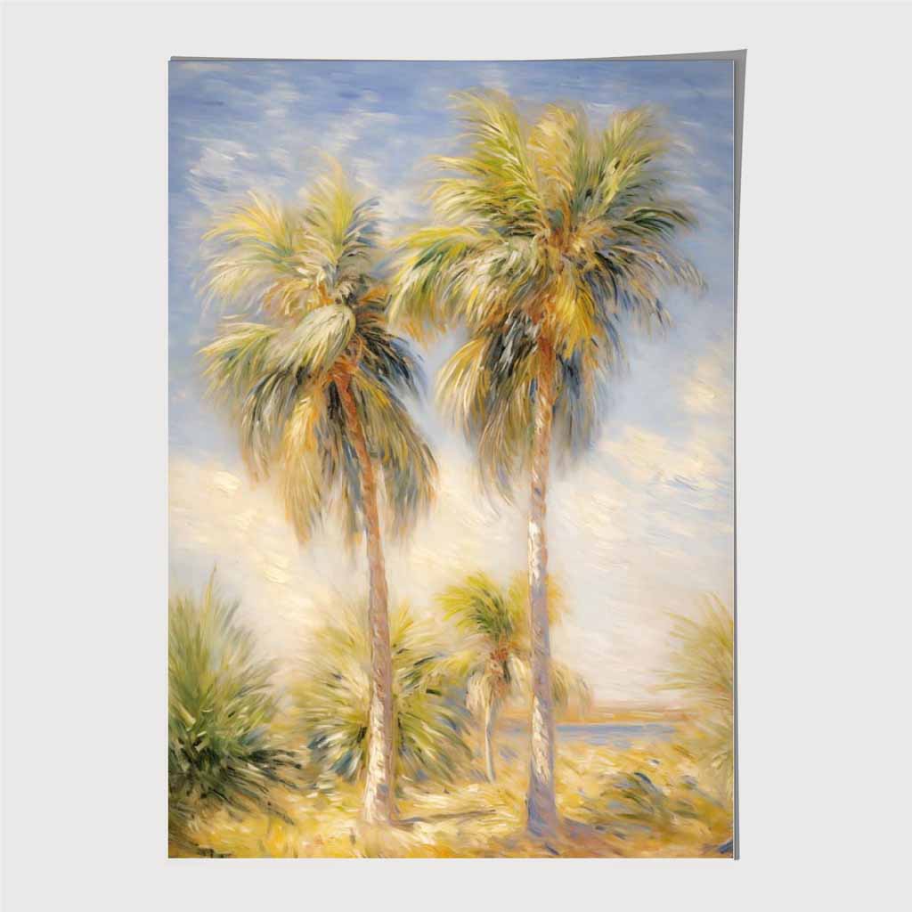 Modern Illustration Blue, Green Desert Palms Art Print | Wall Art Plaza