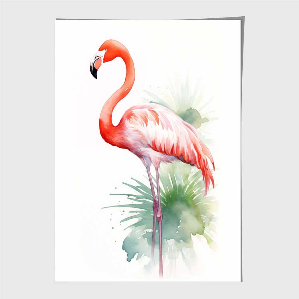 Modern Painted Green, Pink Flamingo Art Poster | Wall Art Plaza