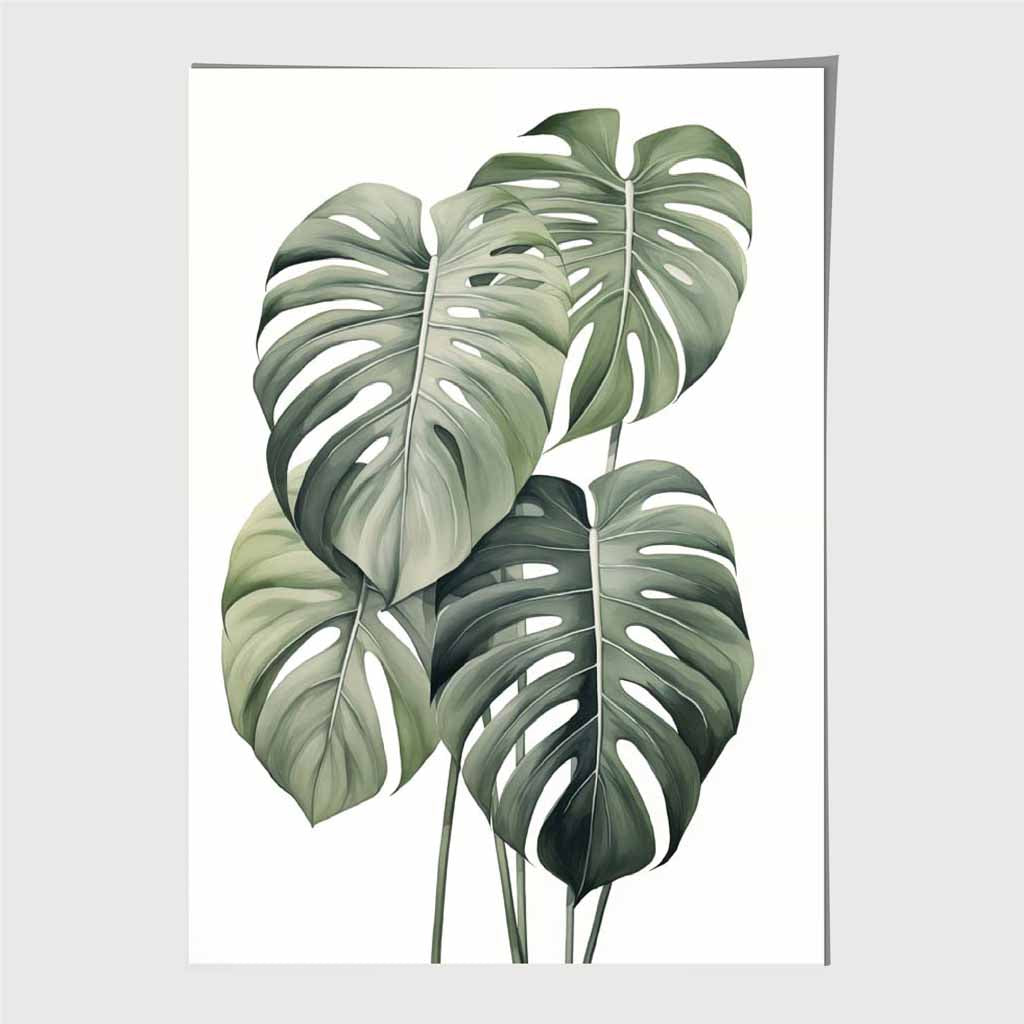 Modern Illustration Green, Tropical Leaves Art Poster | Wall Art Plaza