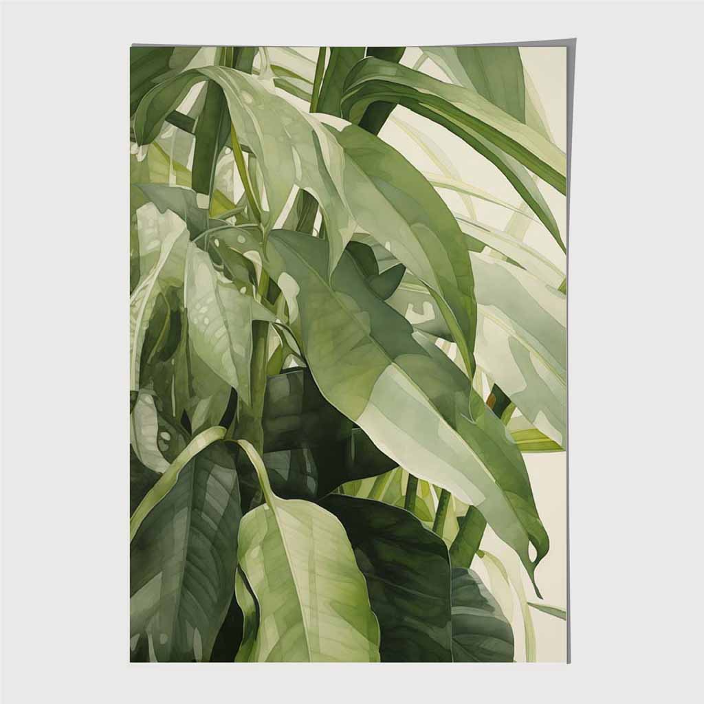 Modern Illustration Green, Tropical Foliage Art Print | Wall Art Plaza