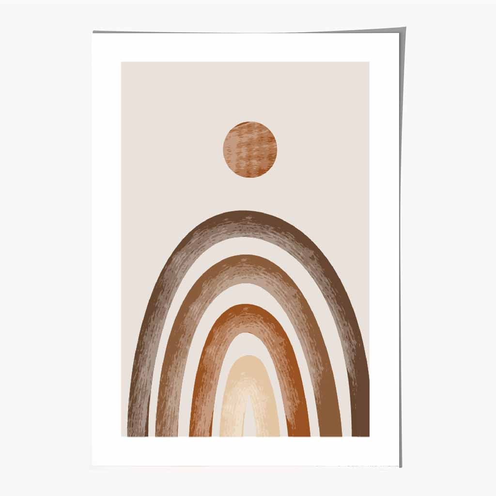 Boho Painted Brown, Beige Rainbow Art Print | Wall Art Plaza