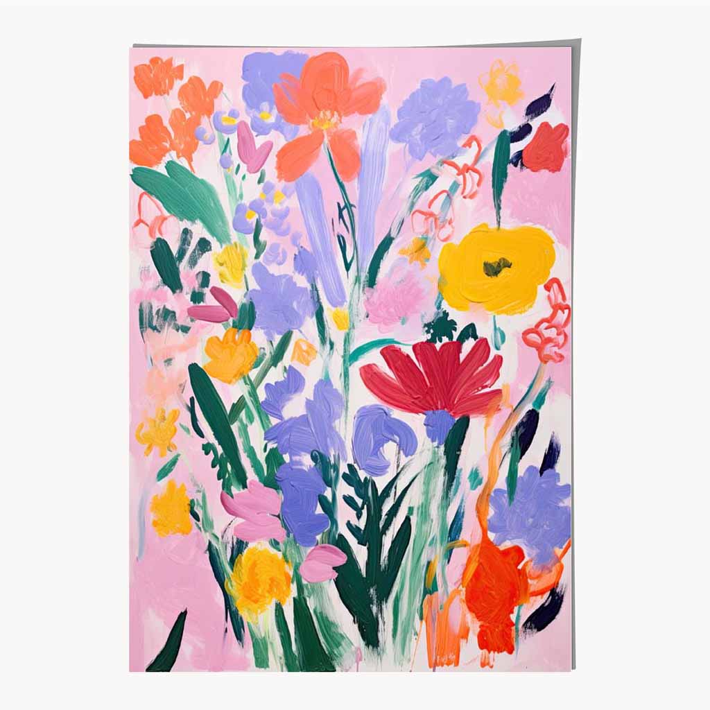 Kids Pink, Colourful Flowers Art Print | Wall Art Plaza