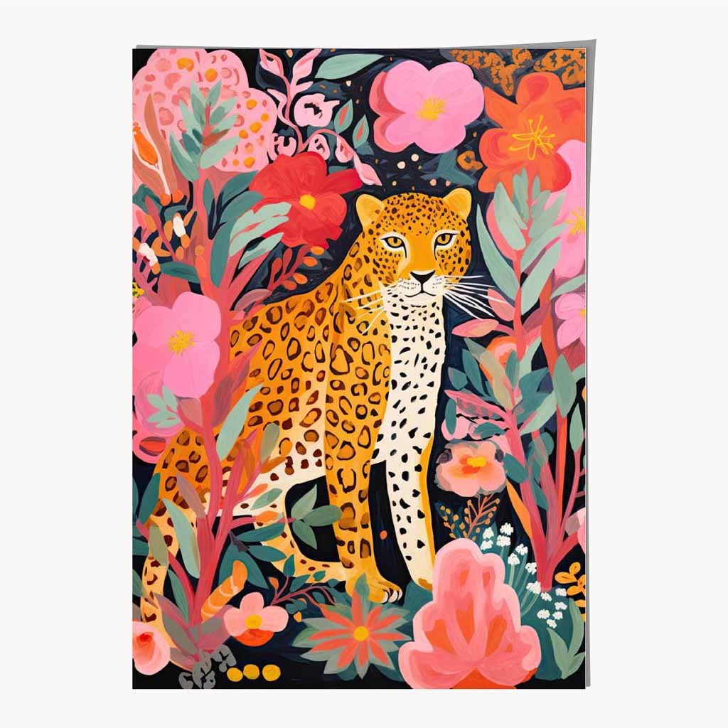 Quirky Bright Pink, Yellow Cheetah Art Print | Wall Art Plaza