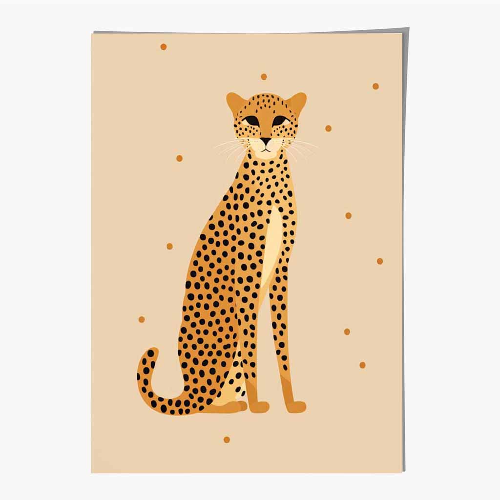 Quirky Modern Beige, Yellow Cheetah Art Print | Wall Art Plaza