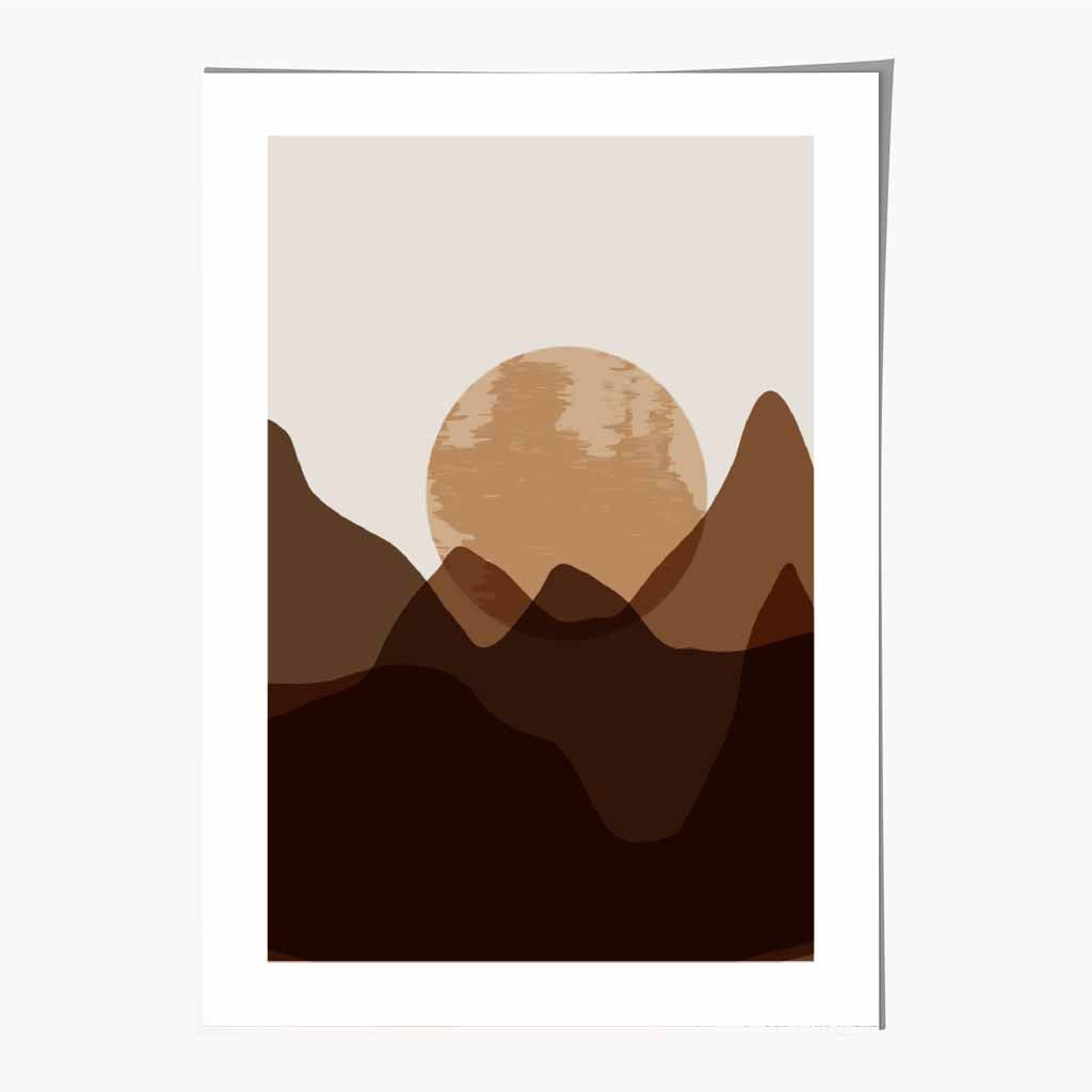 Boho Brown, Beige Rising Sun Art Print | Wall Art Plaza