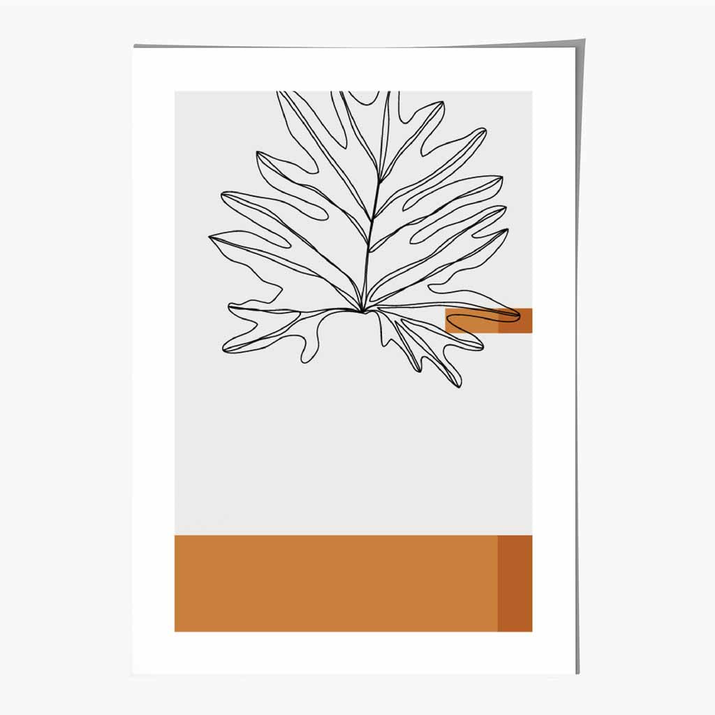 Sketch Beige, Orange Maple Leaf Art Print | Wall Art Plaza