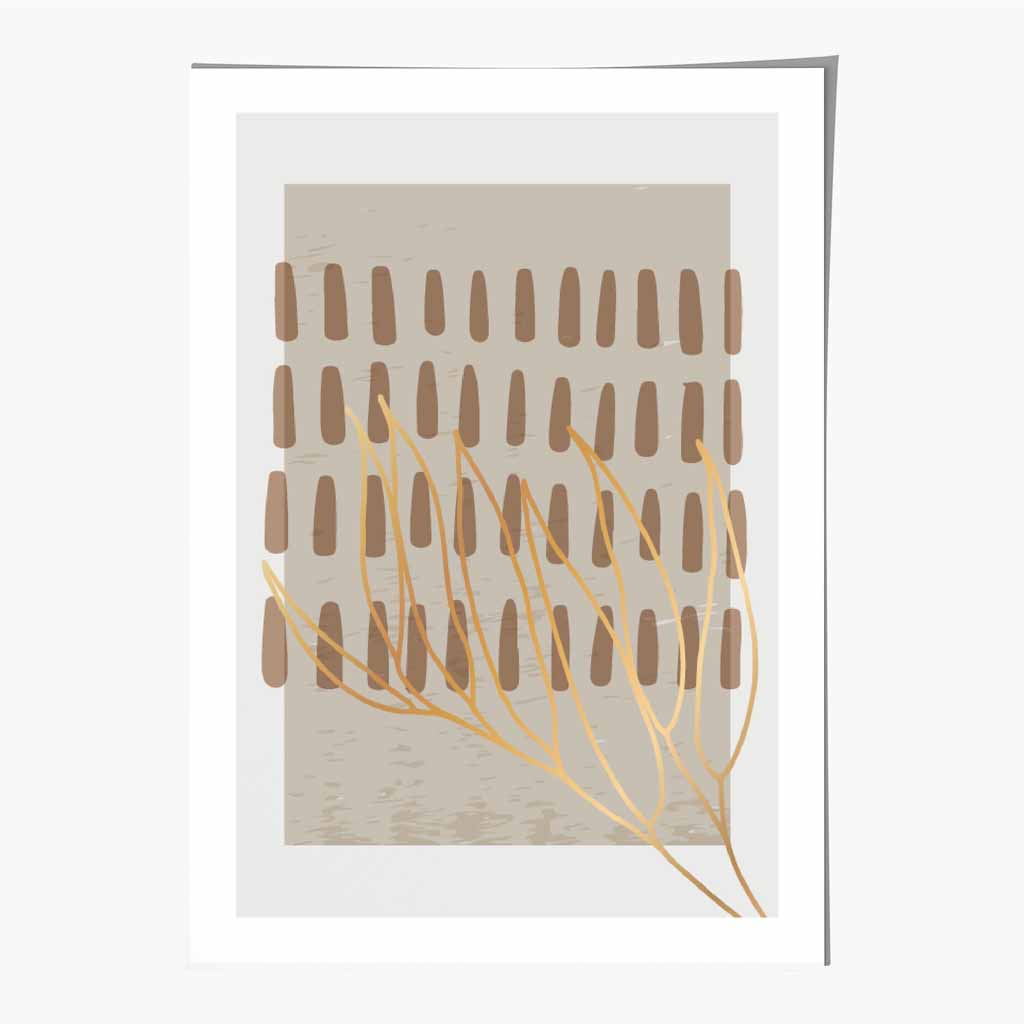 Boho Abstract Beige, Brown Floral No 1 Art Print | Wall Art Plaza