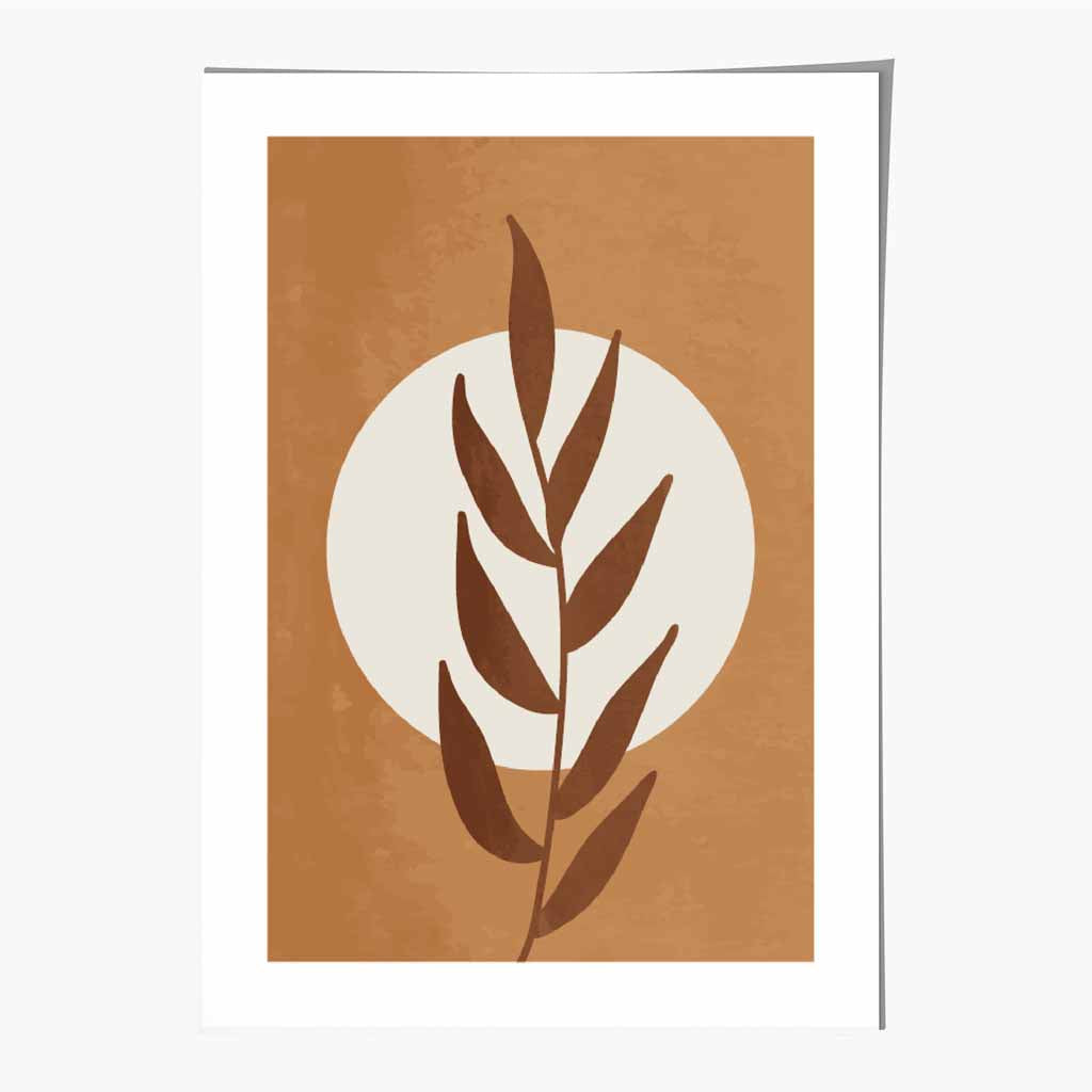 Boho Botanical Orange, Beige Leaf Art Print | Wall Art Plaza