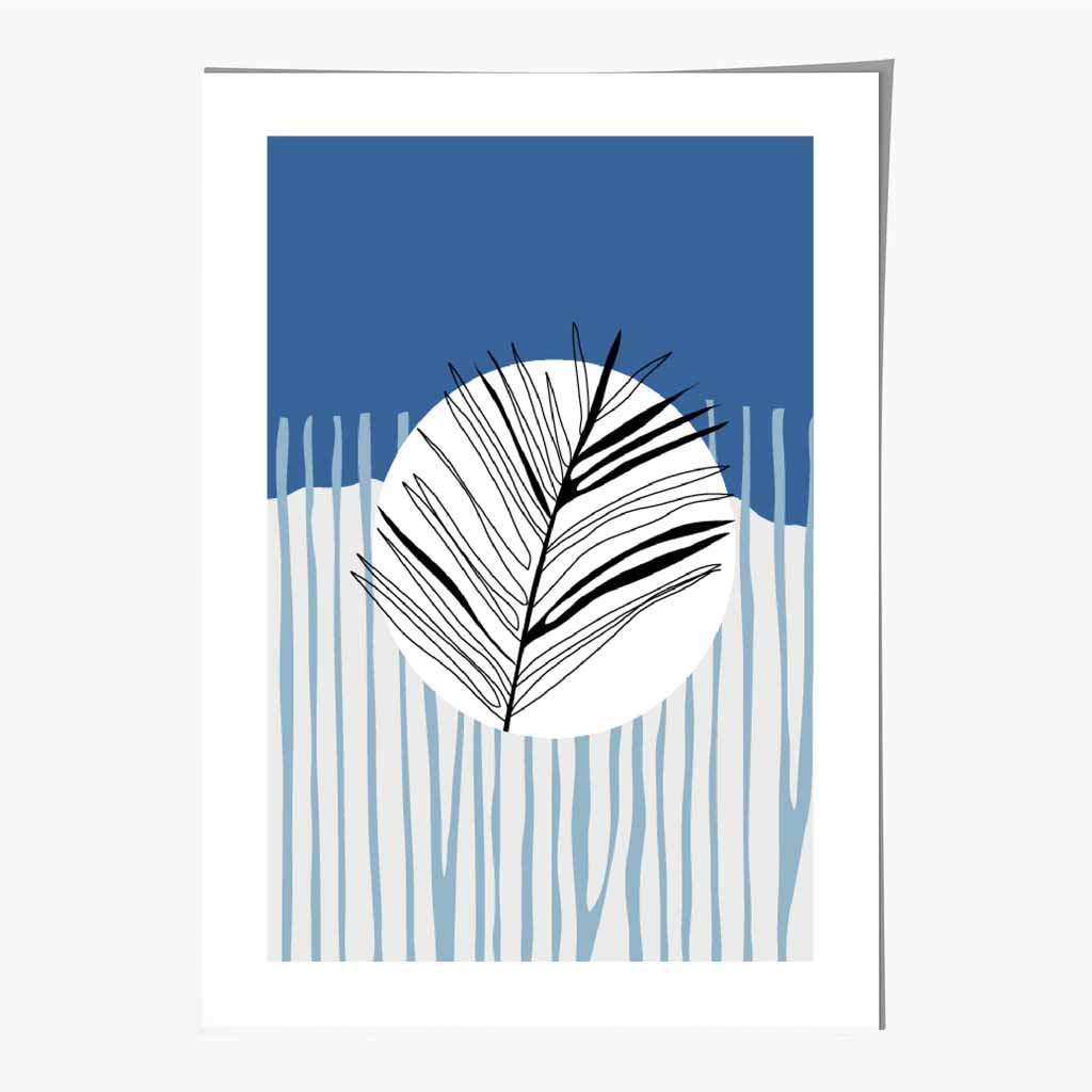 Modern Abstract Blue Sketch Botanical No 2 Art Print | Wall Art Plaza