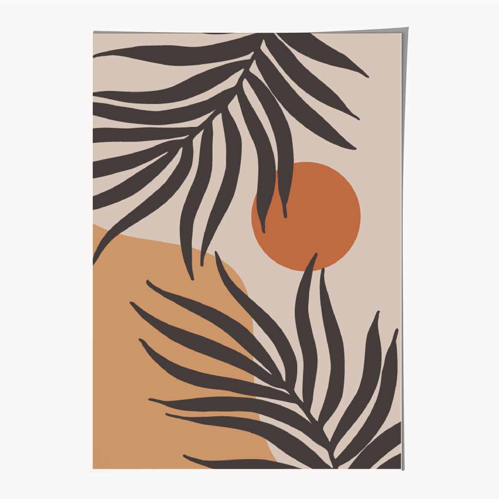 Boho Botanical Brown, Orange Leaf No 1 Art Print | Wall Art Plaza