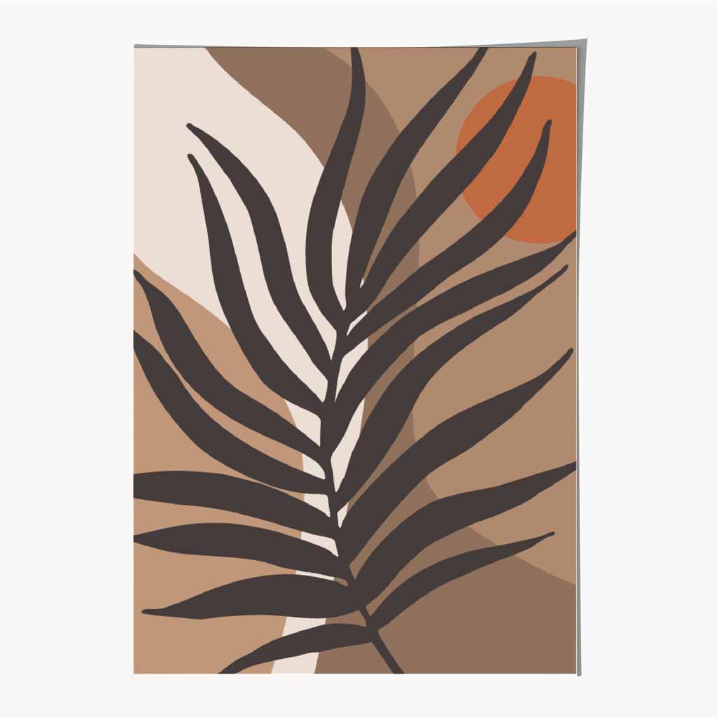 Boho Botanical Brown, Orange Leaf No 2 Art Print | Wall Art Plaza