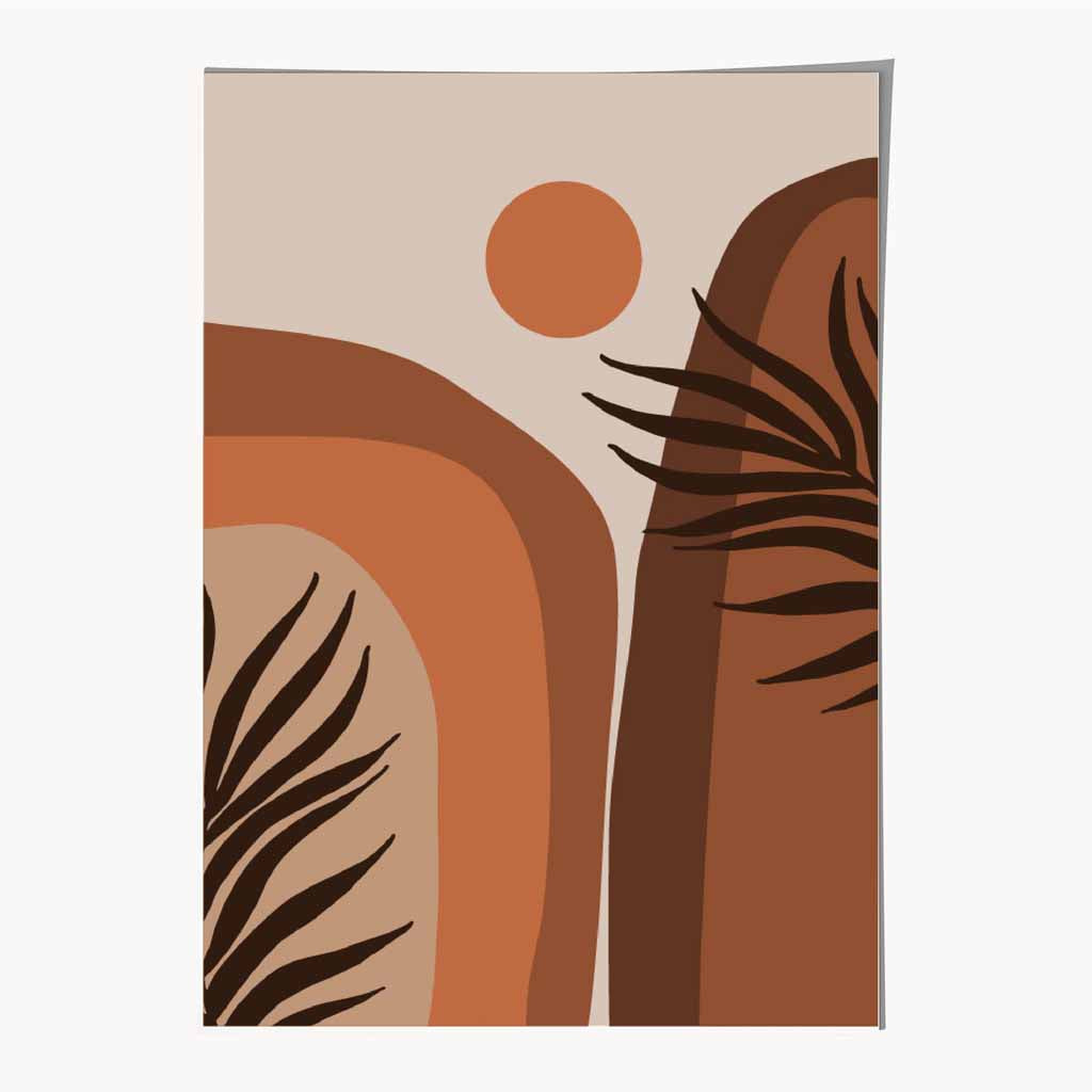 Boho Botanical Brown, Orange Leaf No 3 Art Print | Wall Art Plaza