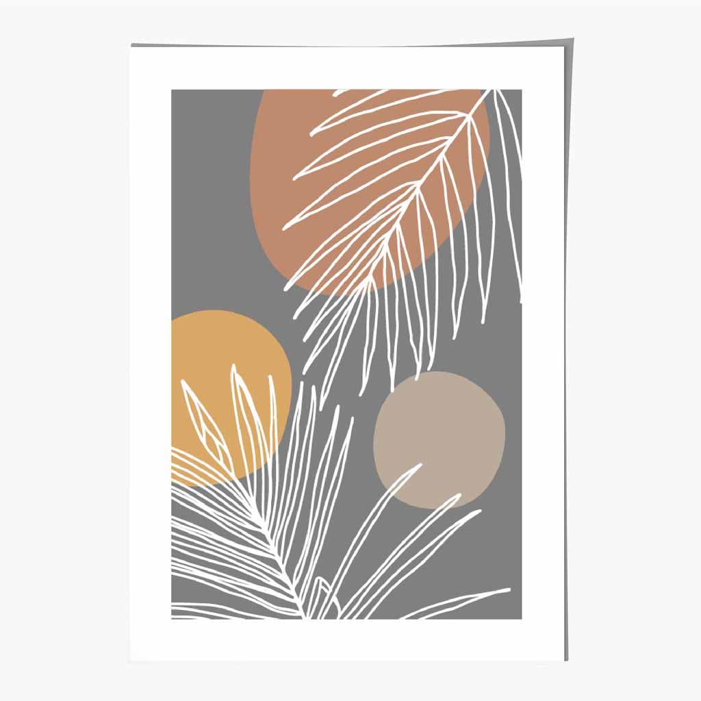 Modern Grey, Orange Botanical Art Poster | Wall Art Plaza