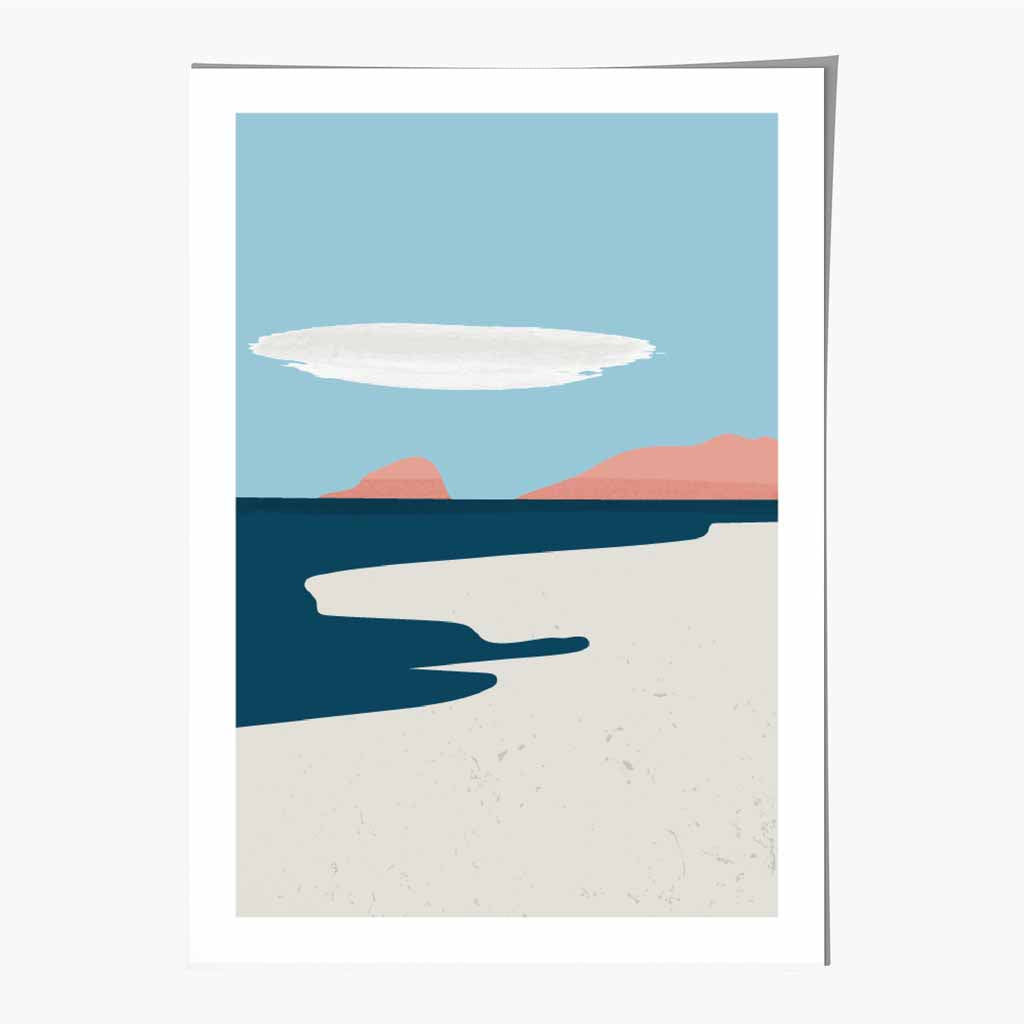 Abstract Blue, Pink Beach No 1 Art Print | Wall Art Plaza