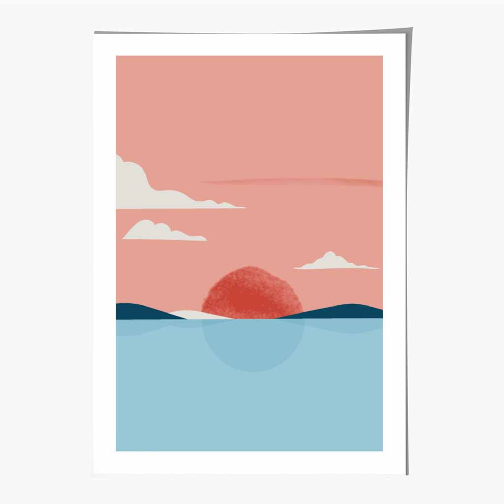 Abstract Blue, Pink Beach No 2 Art Print | Wall Art Plaza