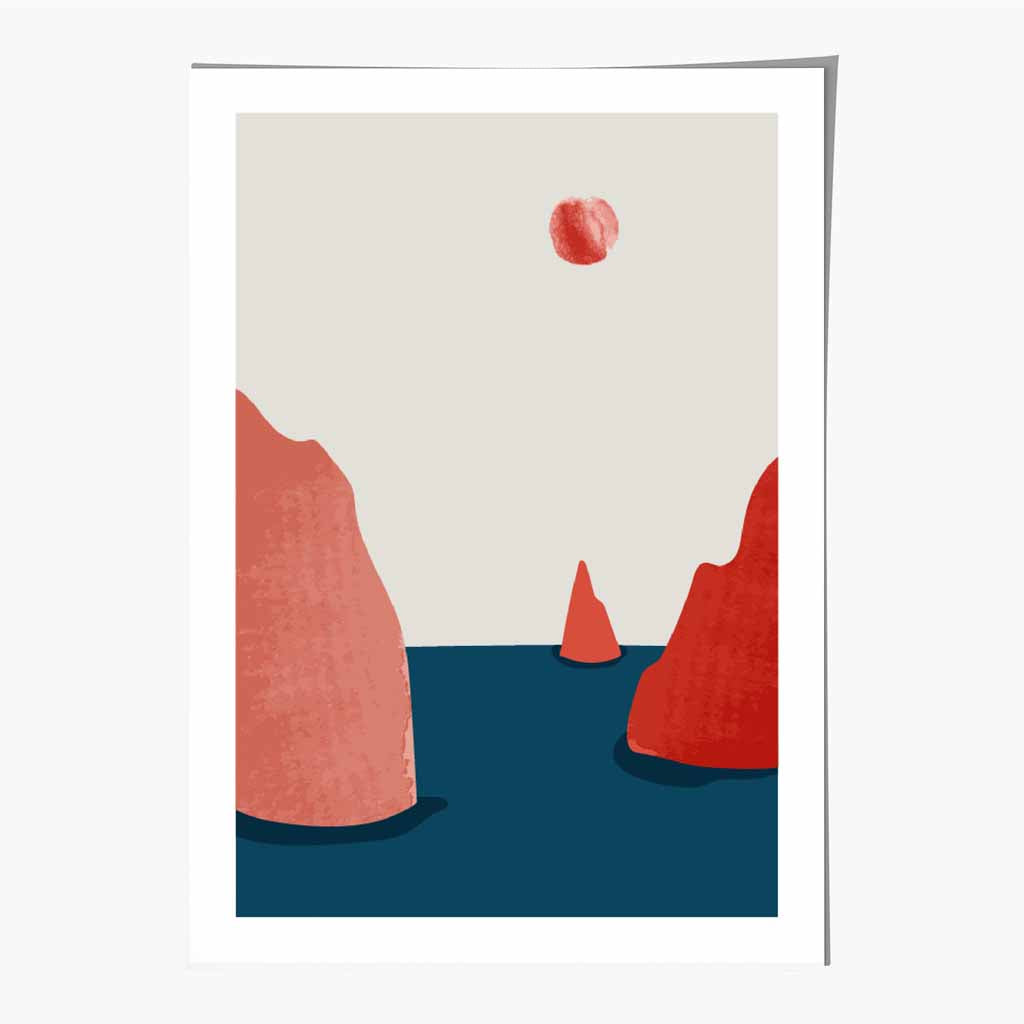 Abstract Blue, Pink Beach No 3 Art Print | Wall Art Plaza