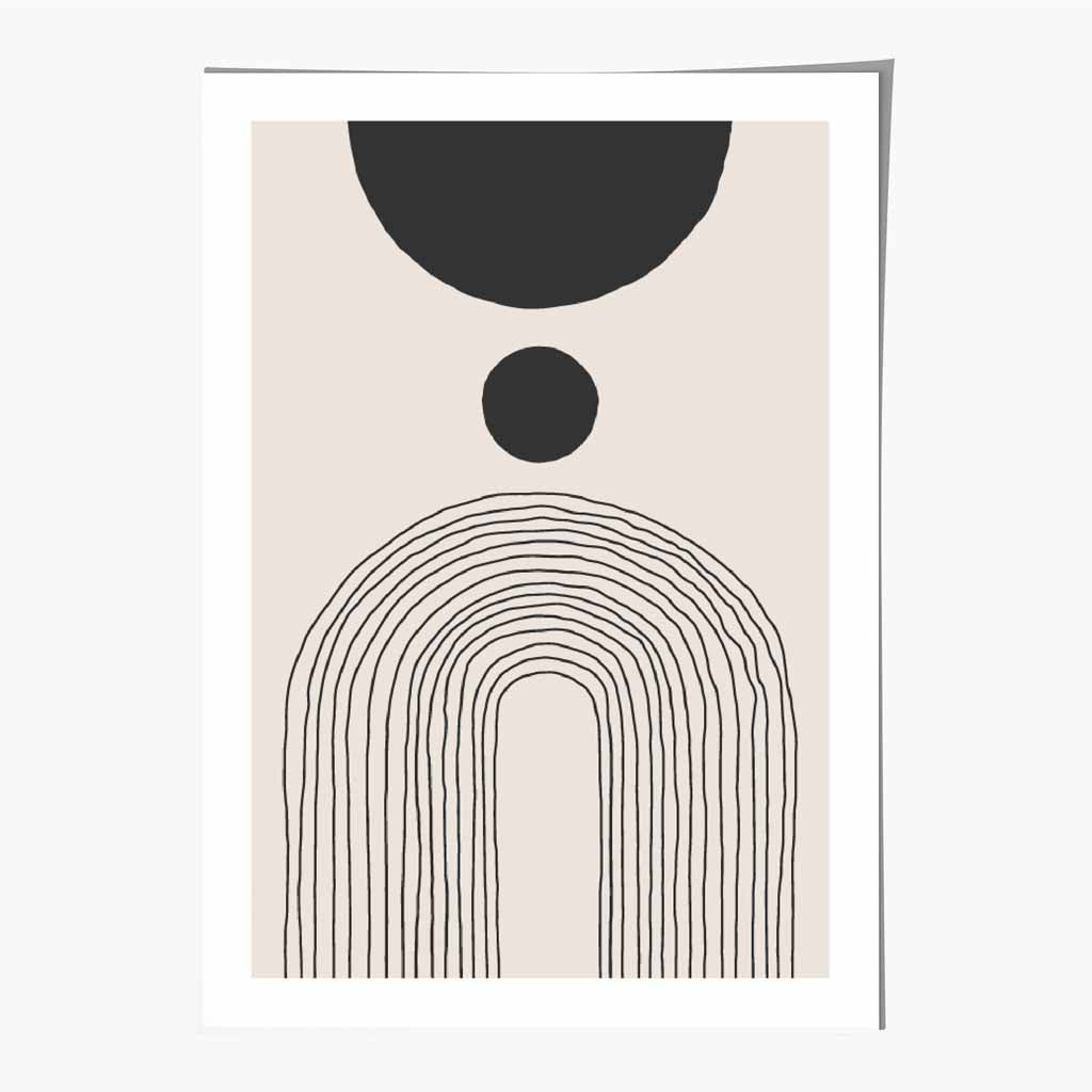 Boho Abstract Beige, Black Sketch Arches No 1 Art Print | Wall Art Plaza