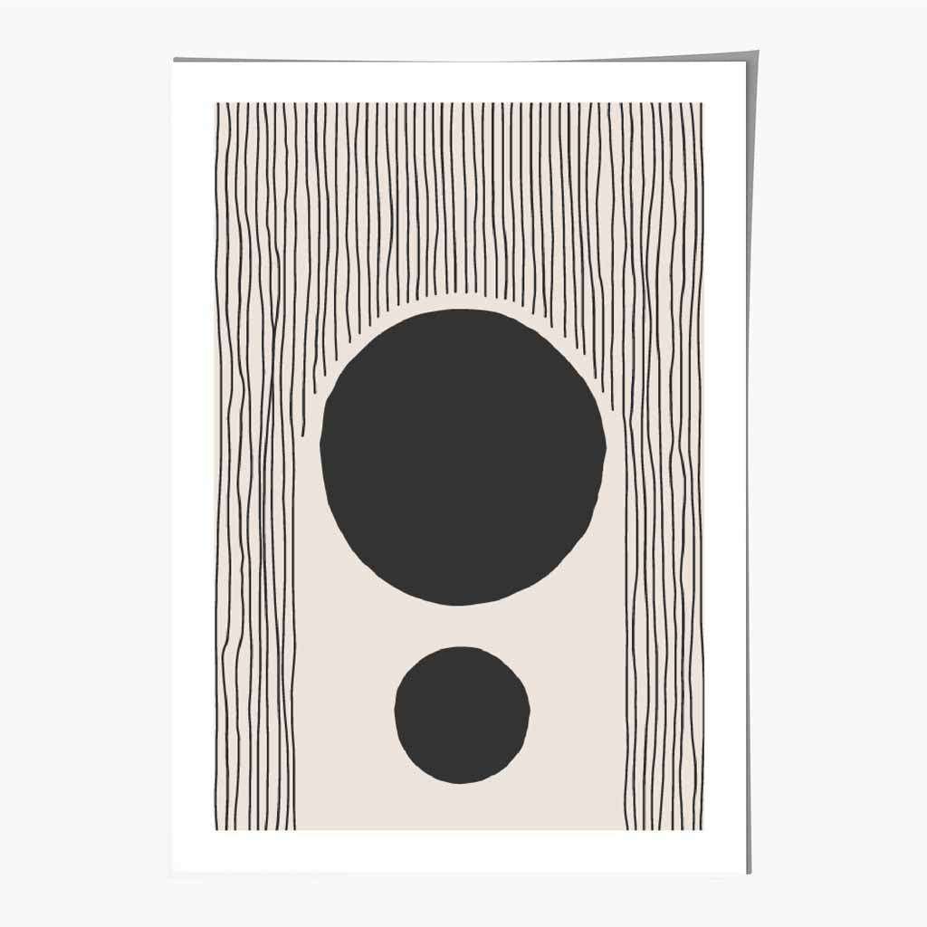Boho Abstract Beige, Black Sketch Arches No 3 Art Print | Wall Art Plaza