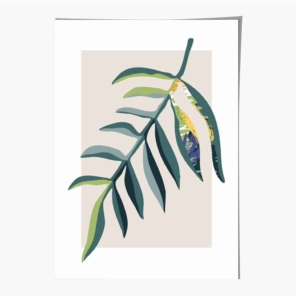 Boho Botanical Teal, Purple Floral Leaf No 3 Art Print | Wall Art Plaza