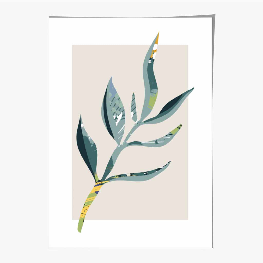 Boho Botanical Teal, Purple Floral Leaf No 4 Art Print | Wall Art Plaza
