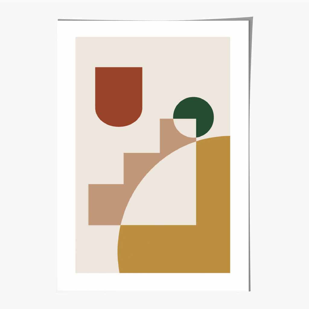 Boho Geometric Yellow, Beige Shapes No 1 Art Print | Wall Art Plaza