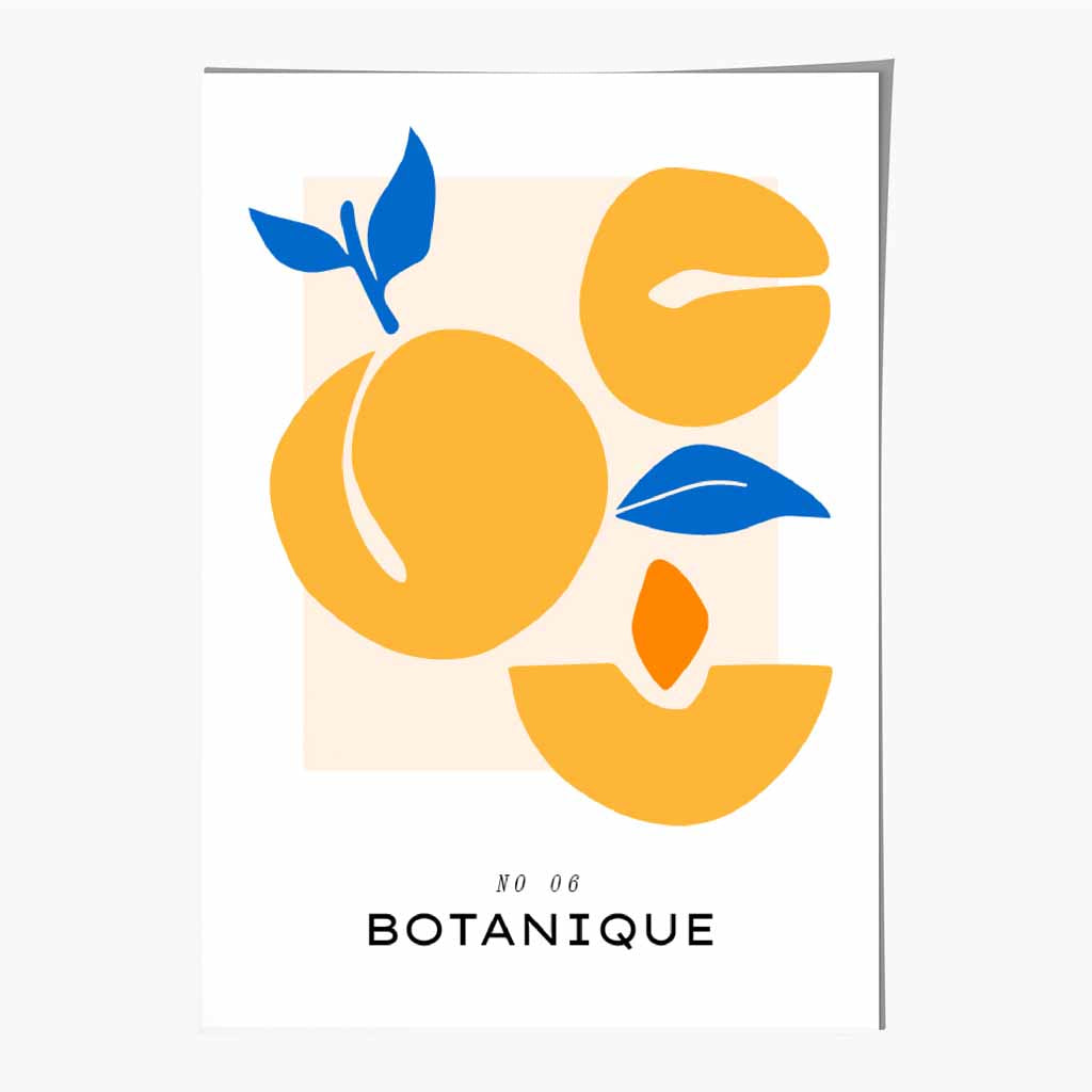 Modern Orange, Blue Apricots Kitchen Art Print | Wall Art Plaza