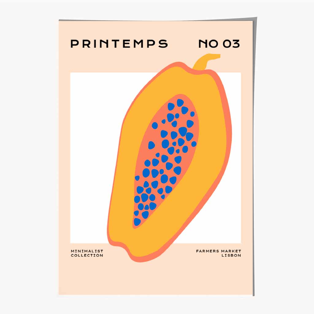 Modern Orange, Blue Papaya Kitchen Art Print | Wall Art Plaza