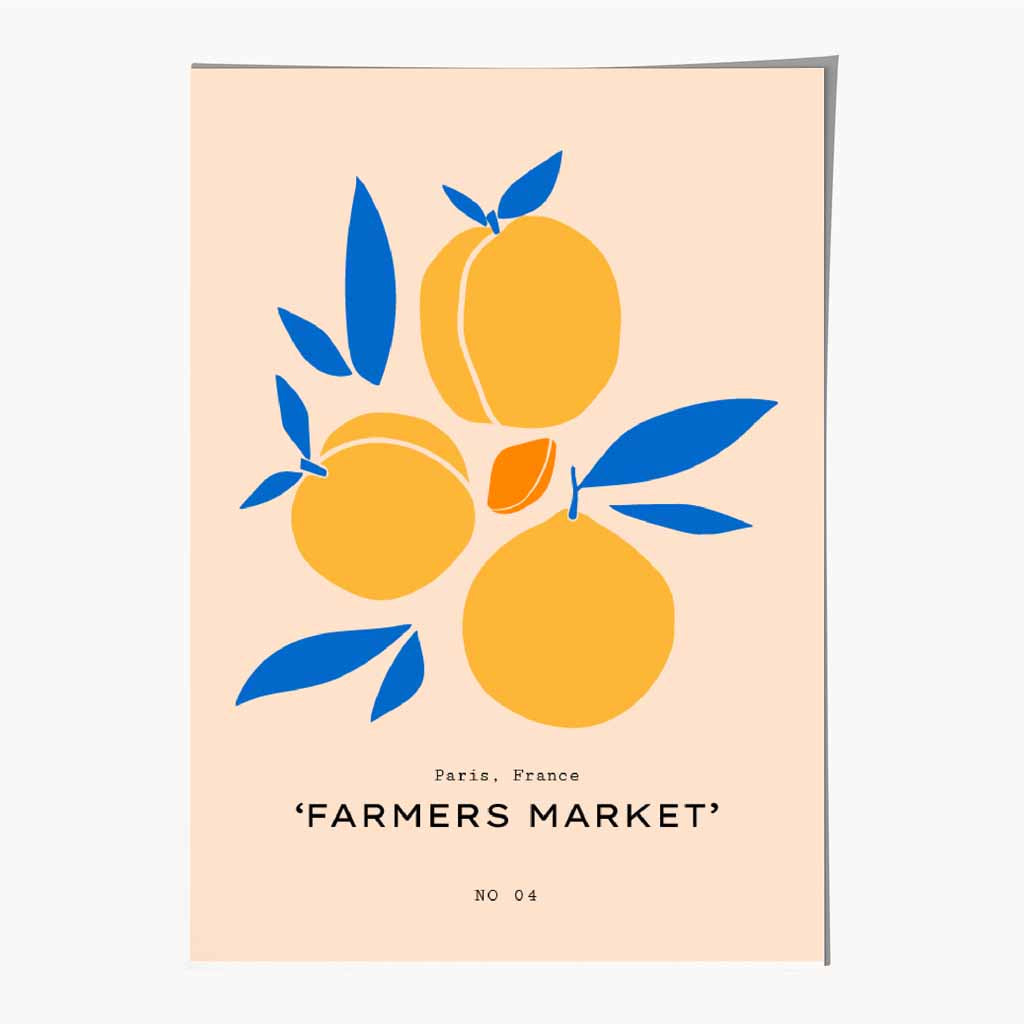 Quirky Yellow, Blue Fruit Kitchen Art Print | Wall Art Plaza