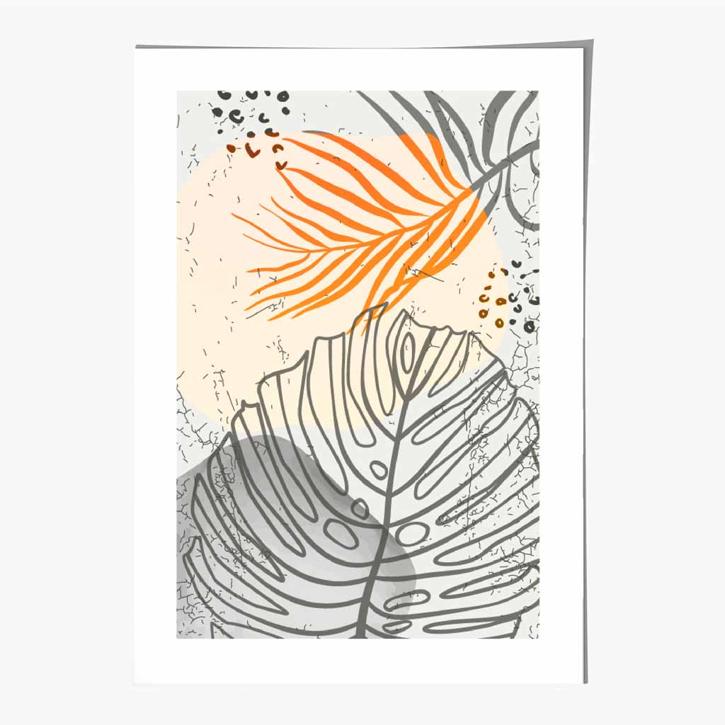 Sketched Yellow, Grey Tropical No 1 Art Poster | Wall Art Plaza