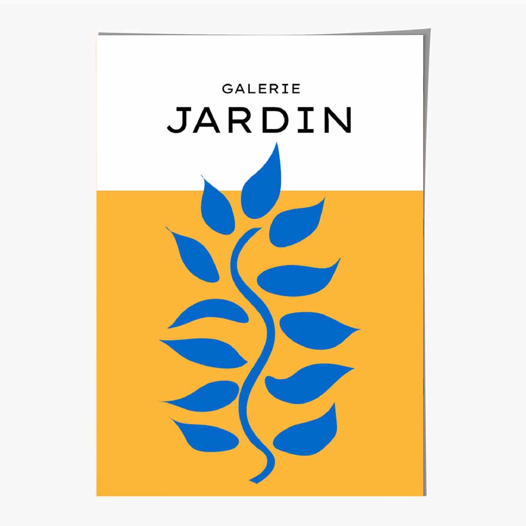 Simple Modern Yellow, Blue Floral Art Print | Wall Art Plaza