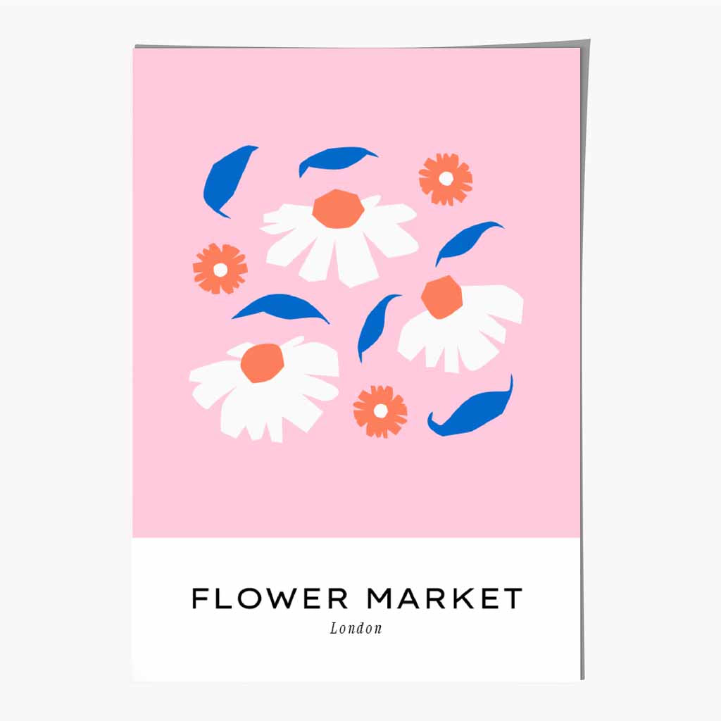 Boho Floral Pink Flower Market Daisy Art Print | Wall Art Plaza