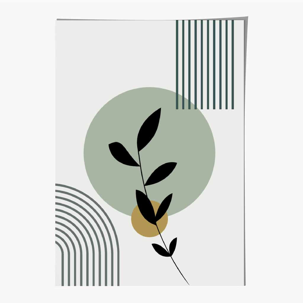 Mid Century Green, Yellow Floral Arches No 2 Art Print | Wall Art Plaza