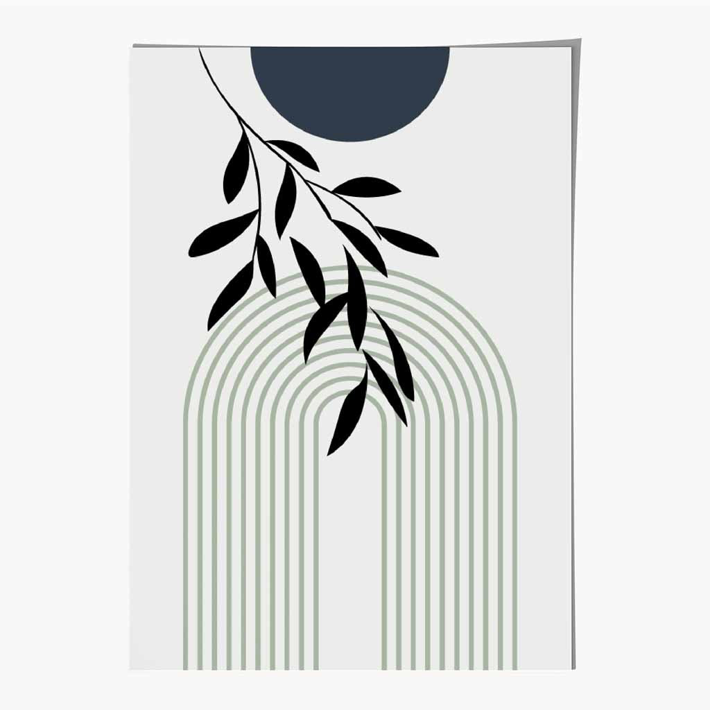 Geometric Green, Blue Floral Arches No 1 Art Print | Wall Art Plaza