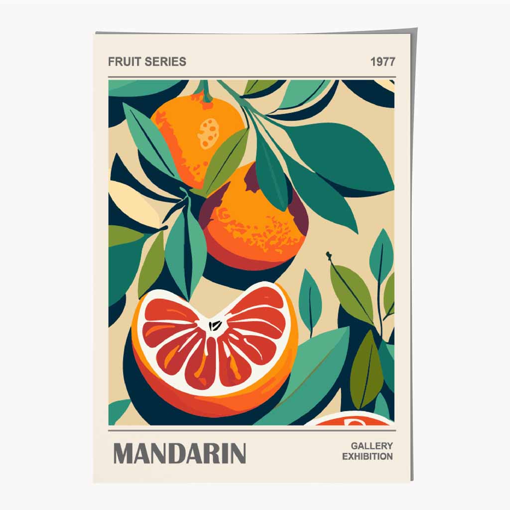 Exhibition Green, Orange Mandarin Art Print | Wall Art Plaza