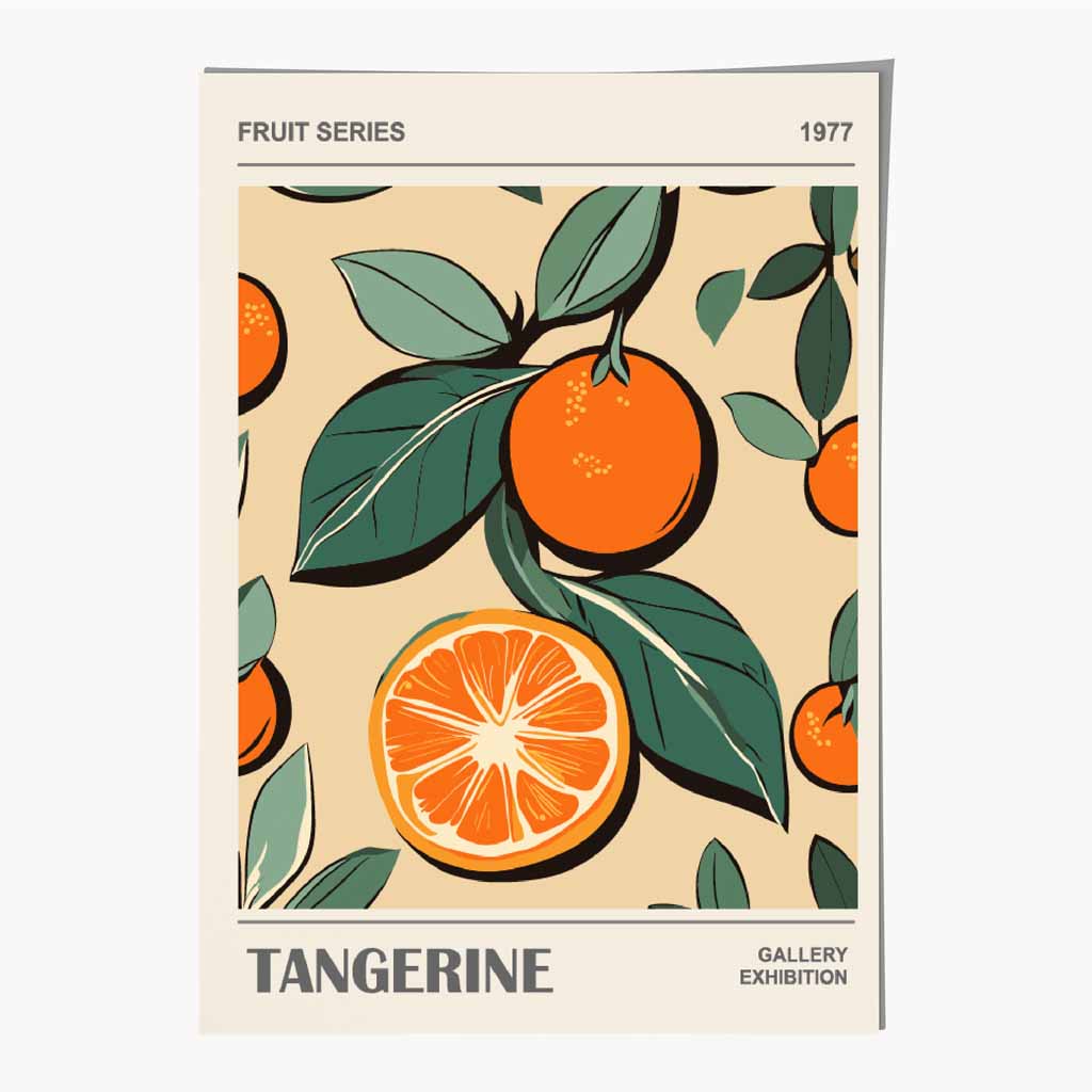 Exhibition Green, Orange Tangerine Art Print | Wall Art Plaza