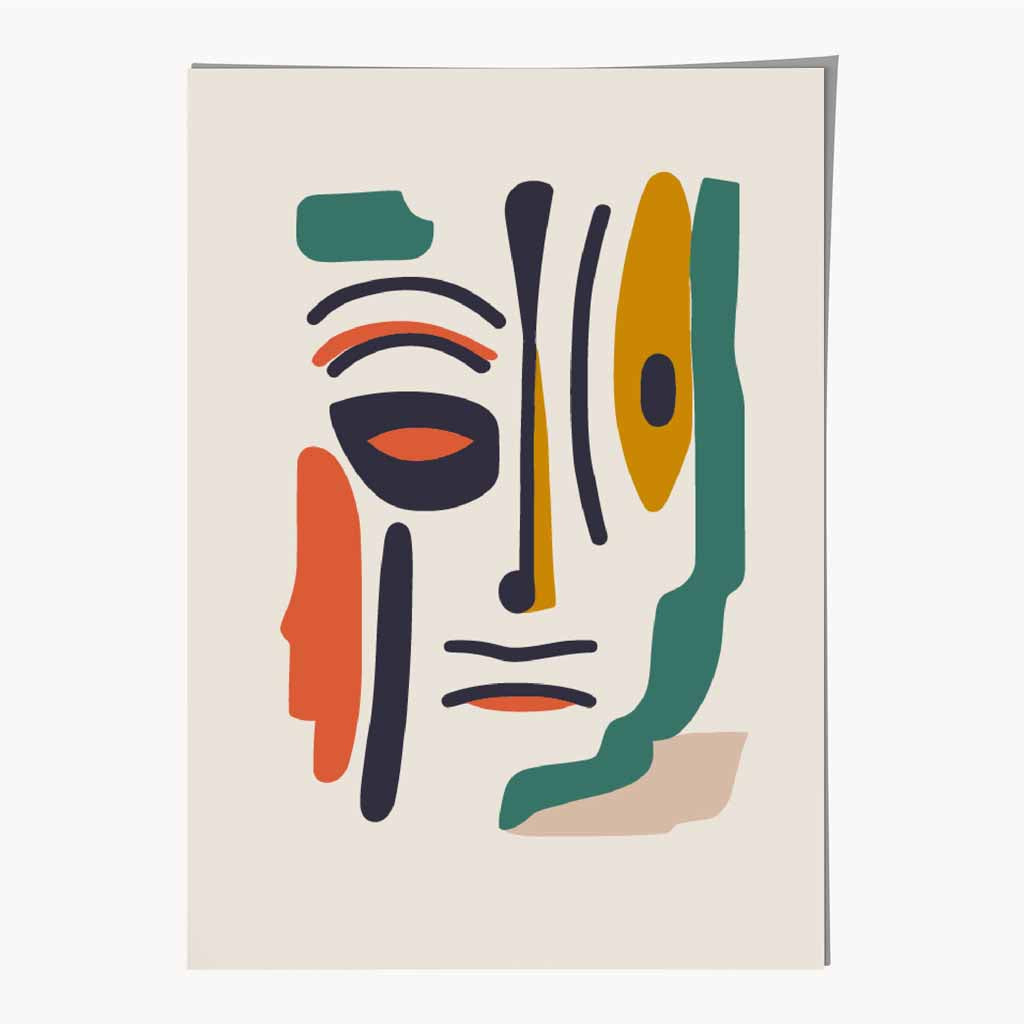 Quirky Abstract Colourful Face No 1 Art Print | Wall Art Plaza