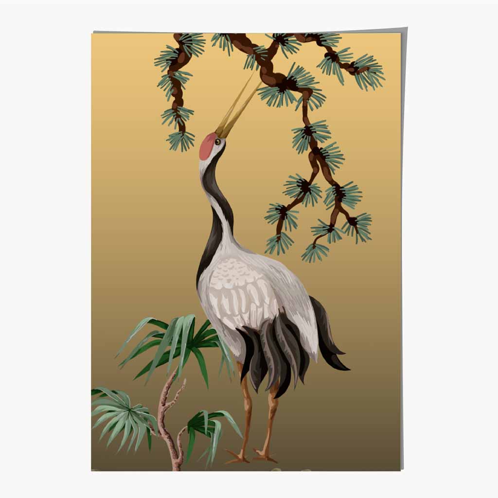 Modern Colourful Japanese Crane No 1 Art Print | Wall Art Plaza