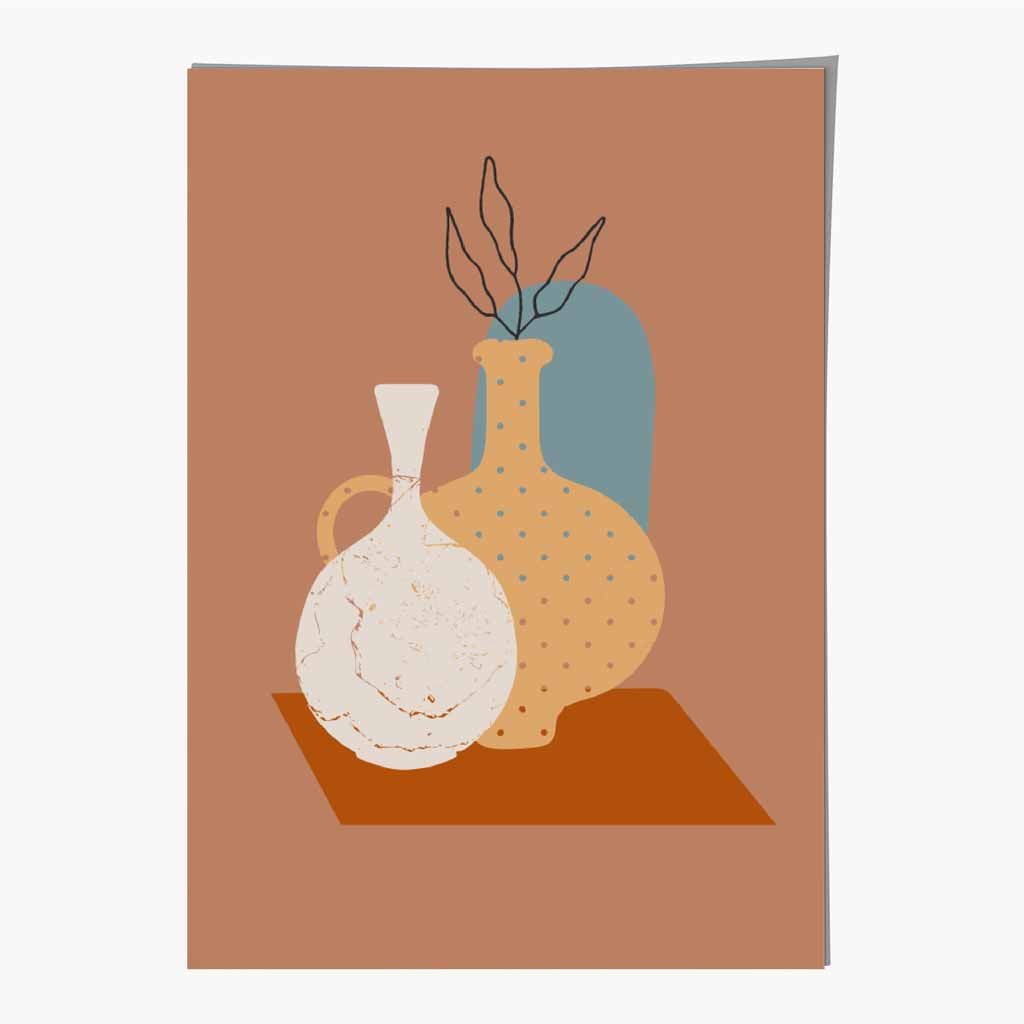 Boho Home Terracotta, Yellow Floral No 2 Art Print | Wall Art Plaza