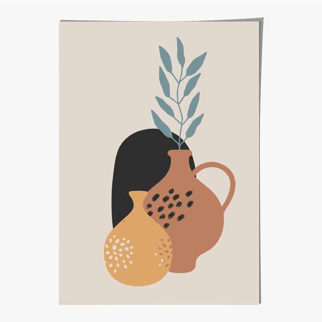 Boho Home Beige, Blue Floral No 3 Art Print | Wall Art Plaza