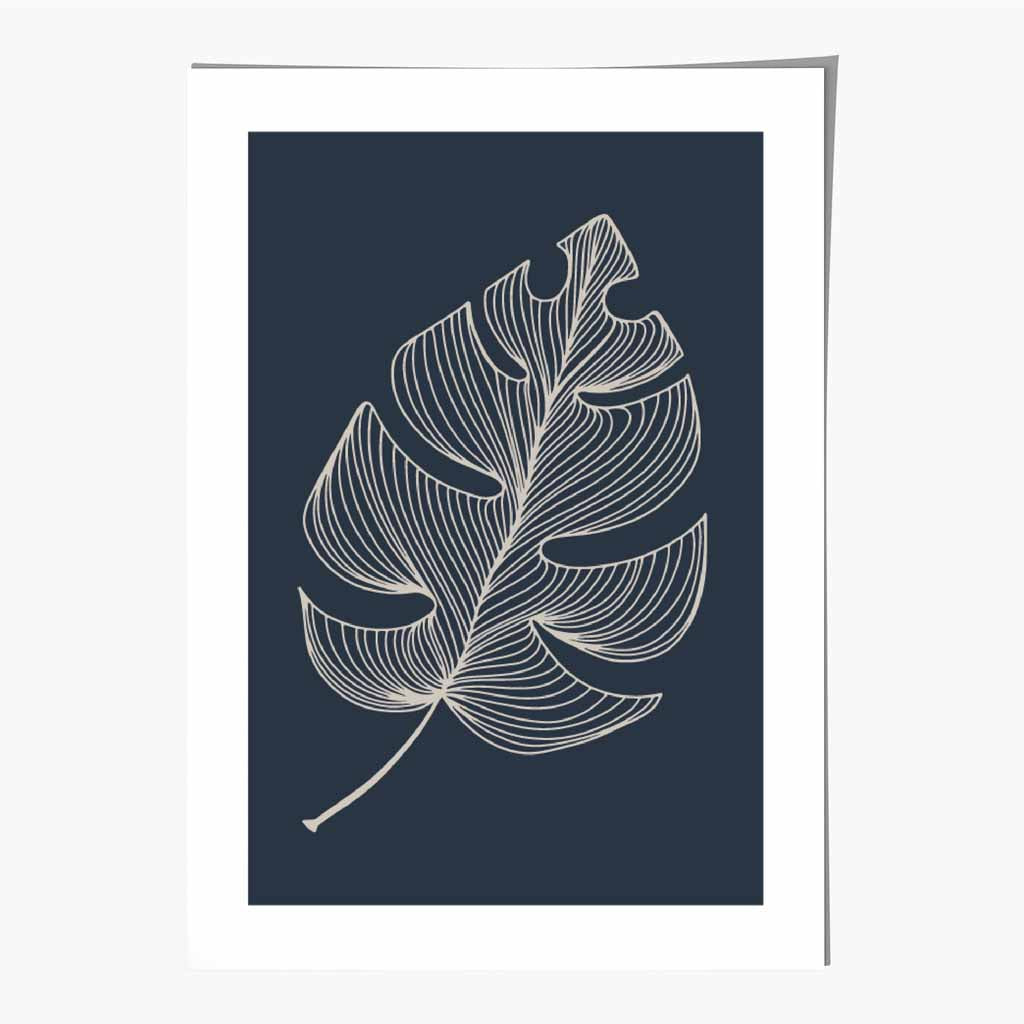 Modern Sketch Navy, Beige Floral No 1 Art Print | Wall Art Plaza