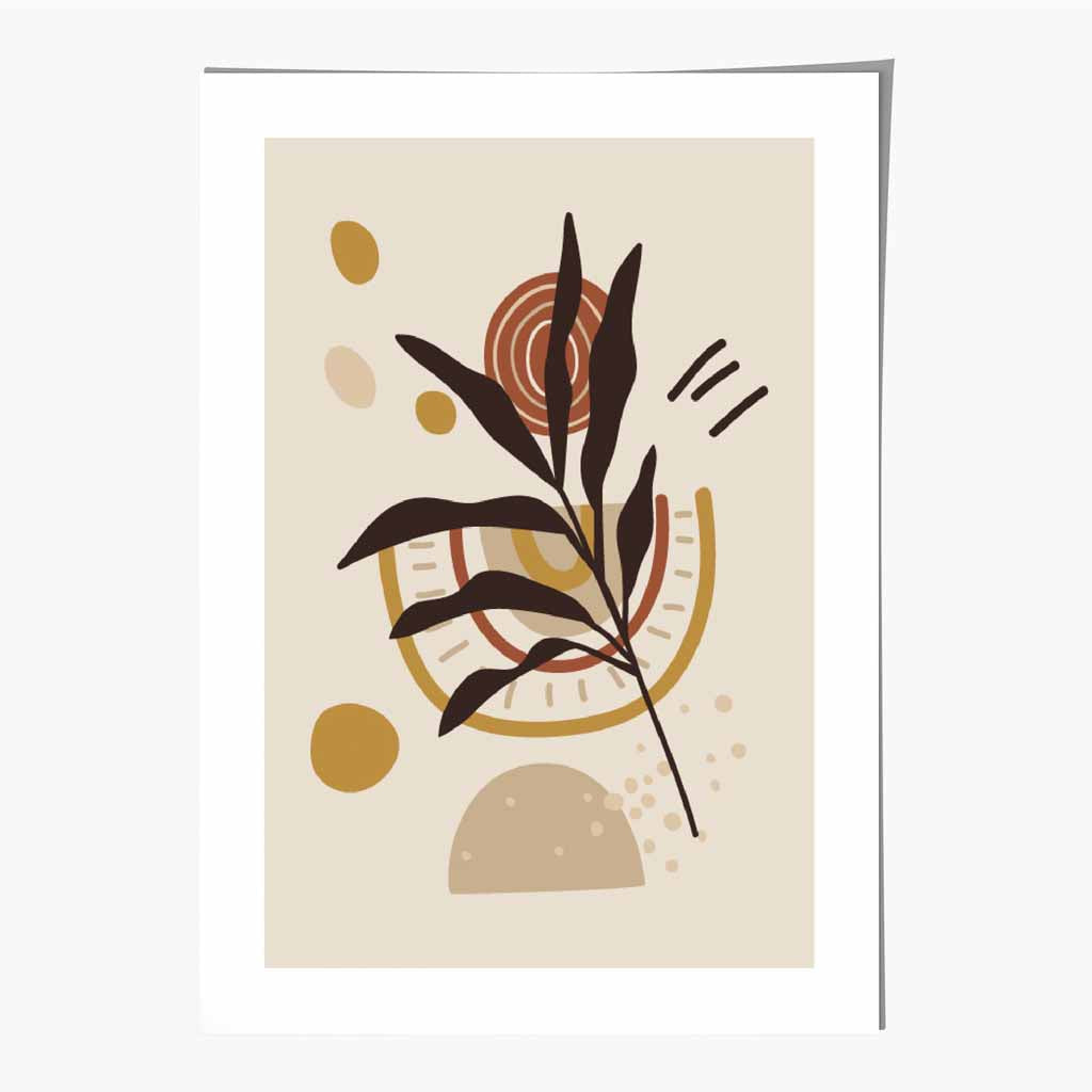Boho Modern Beige, Yellow Floral No 1 Art Print | Wall Art Plaza