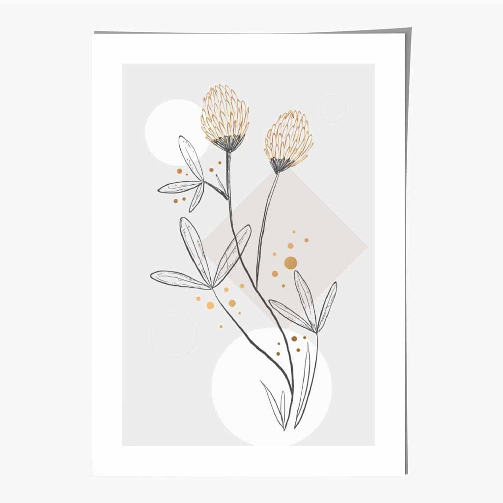 Sketch Grey, Yellow Flowers No 1 Art Print | Wall Art Plaza