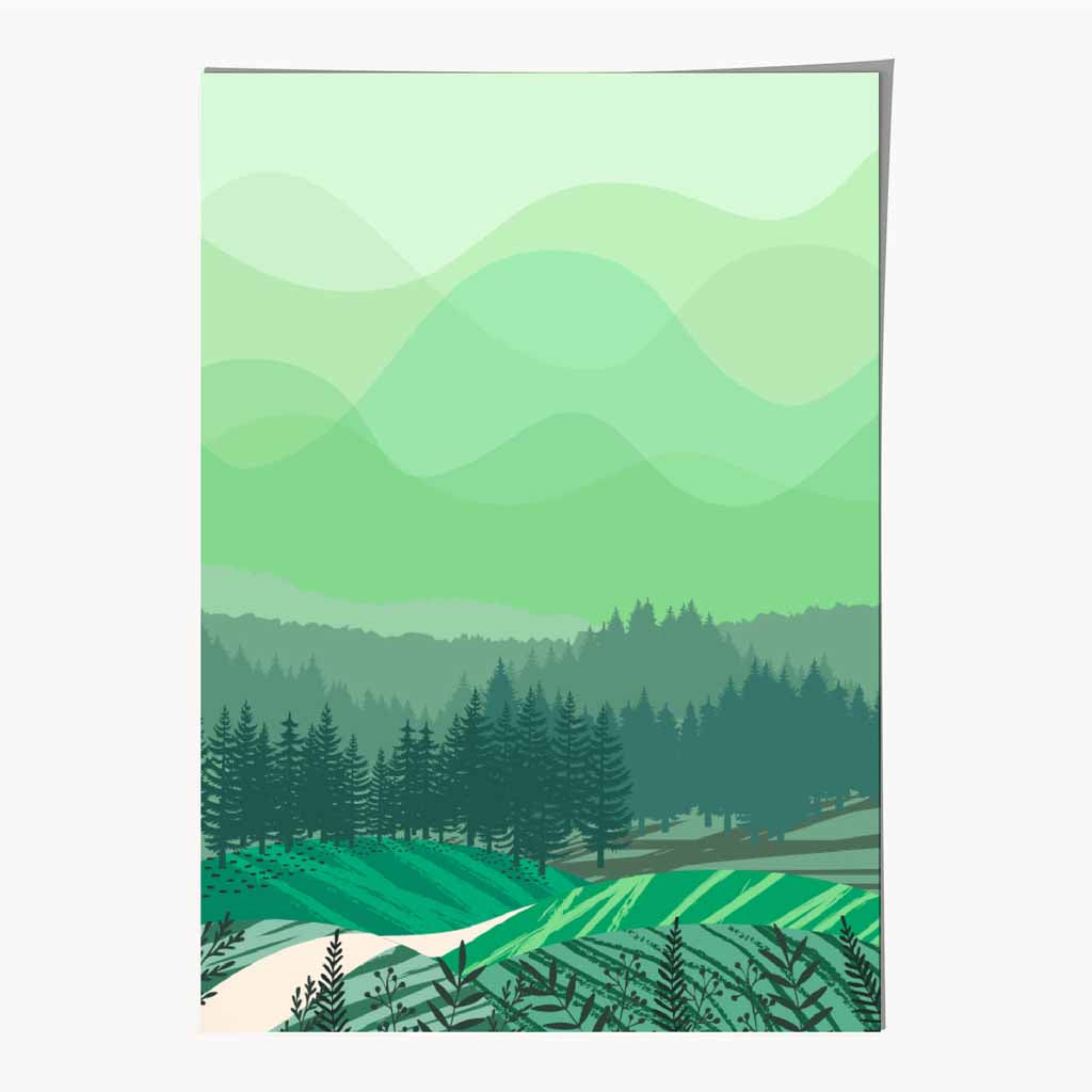 Boho Green Country Park No 3 Art Print | Wall Art Plaza