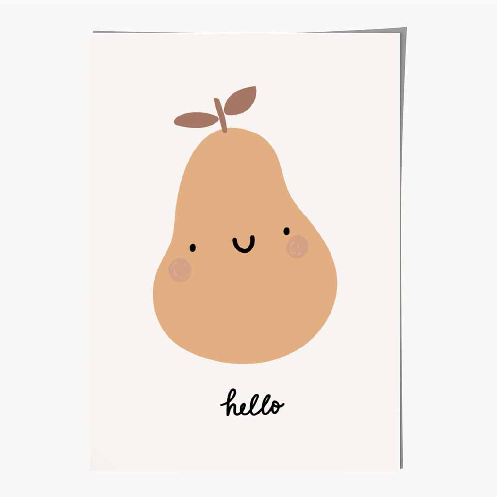Boho Neutral Beige Pear Nursery Print | Wall Art Plaza