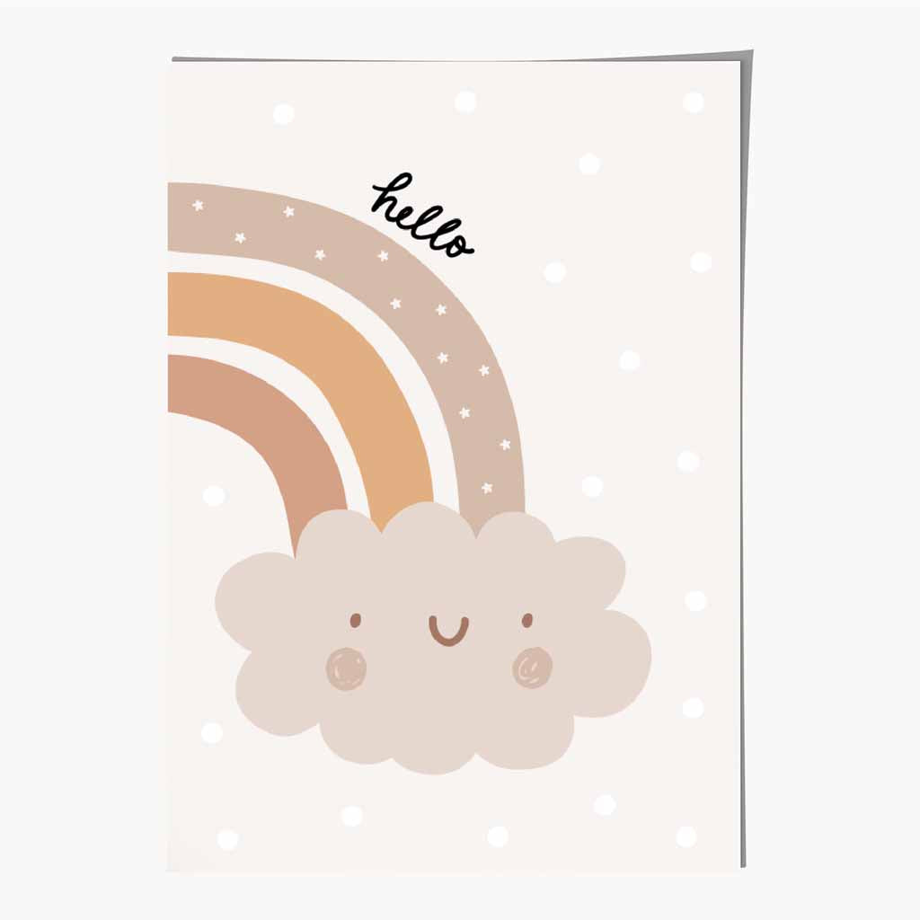 Boho Neutral Beige Rainbow Cloud Nursery Print | Wall Art Plaza